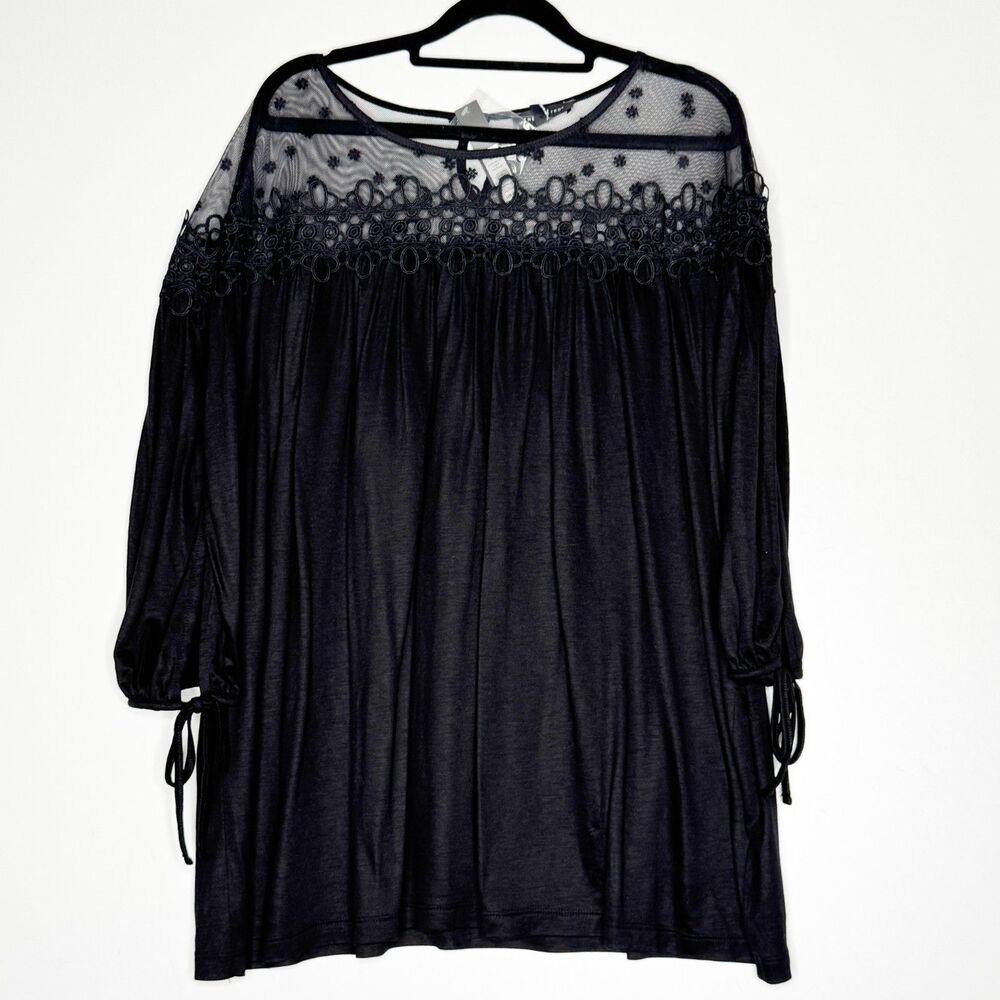 NEW The Limited Lace Embroidered Key Hole Blouse Women's Size 1X